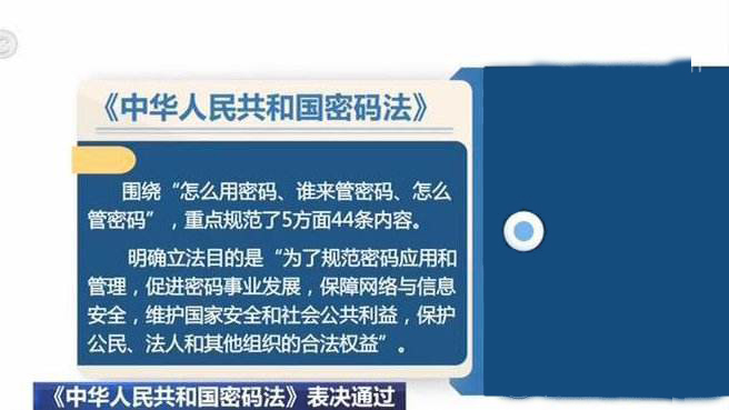 《中華人民共和國密碼法》發(fā)布 這六個問題你需要知道